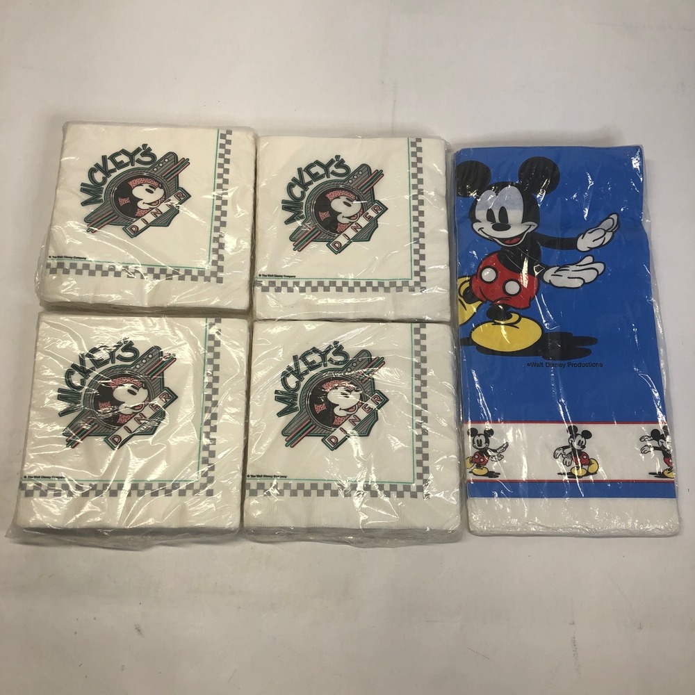 Vintage NEW Mickey's Diner Napkins & Tablecloth Set Walt Disney Productions
